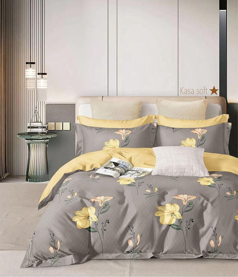 STARNSTYLE 100% Cotton Floral Printed King Size Bedsheet Set with 2 Pillow Covers